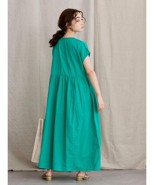 AMERICAN HOLIC（アメリカンホリック）の「フロント刺繍フレンチスリーブワンピース（ワンピース・レディース・オフホワイト/グリーン/ブラック・FREE）」の7枚目の写真