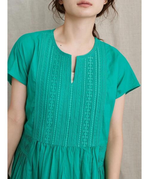 AMERICAN HOLIC（アメリカンホリック）の「フロント刺繍フレンチスリーブワンピース（ワンピース・レディース・オフホワイト/グリーン/ブラック・FREE）」の10枚目の写真