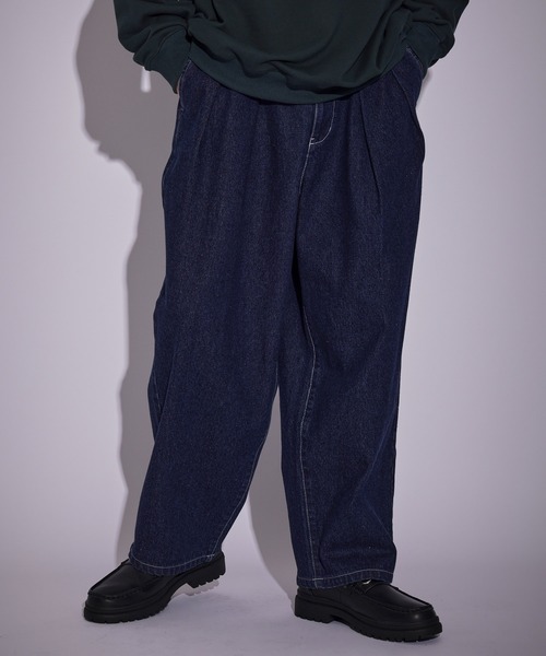 JUNRED(ジュンレッド)の「ヴィンテージデニムワイドタックパンツ(デニムパンツ・メンズ・ブラック/サックスブルー・L/S/M)」の13枚目の写真
