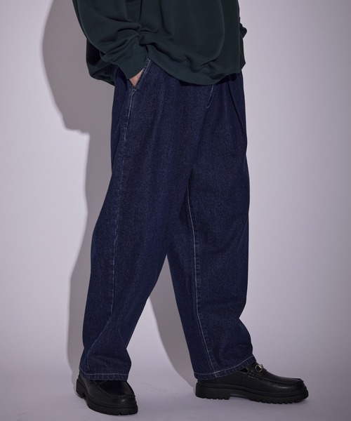 JUNRED(ジュンレッド)の「ヴィンテージデニムワイドタックパンツ(デニムパンツ・メンズ・ブラック/サックスブルー・L/S/M)」の15枚目の写真