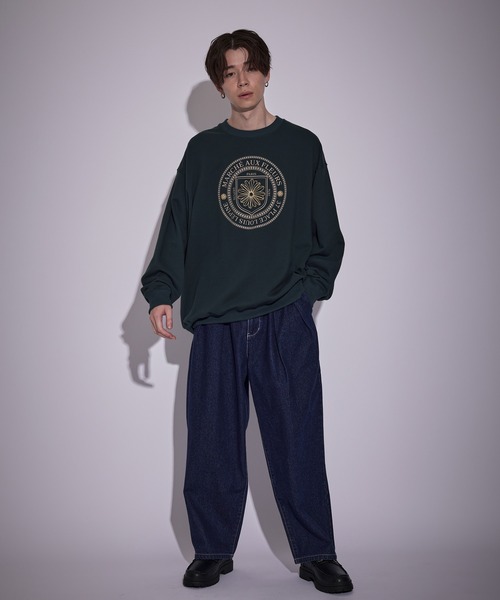 JUNRED(ジュンレッド)の「ヴィンテージデニムワイドタックパンツ(デニムパンツ・メンズ・ブラック/サックスブルー・L/S/M)」の14枚目の写真
