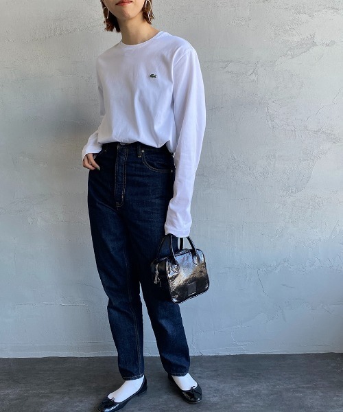 LACOSTE（ラコステ）の「【WEB限定】[LACOSTE/ラコステ] ワンポイントロゴ クルーネックロンT（Tシャツ/カットソー・レディース・ホワイト/ブラック・4/3/5）」の12枚目の写真