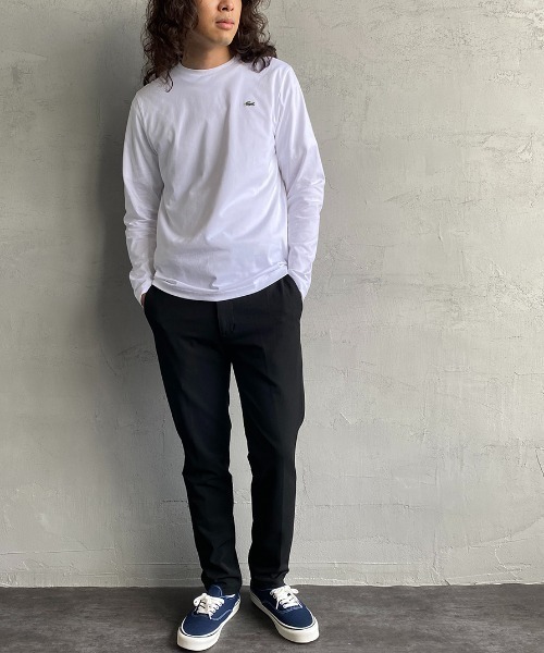 tシャツ 「LACOSTE/ラコステ」 ワンポイントロゴ クルーネックロンT レディース メンズ セール】【SHIPS any別注】LACOSTE: ワンポイント ピケ クルー