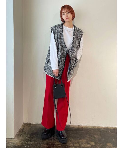 EMODA（エモダ）の「ワイドベルトハイウエストルーズパンツ（その他パンツ・レディース・ブラック/ベージュ/レッド・SMALL/MEDIUM）」の14枚目の写真