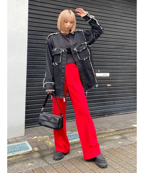 EMODA（エモダ）の「ワイドベルトハイウエストルーズパンツ（その他パンツ・レディース・ブラック/ベージュ/レッド・SMALL/MEDIUM）」の16枚目の写真