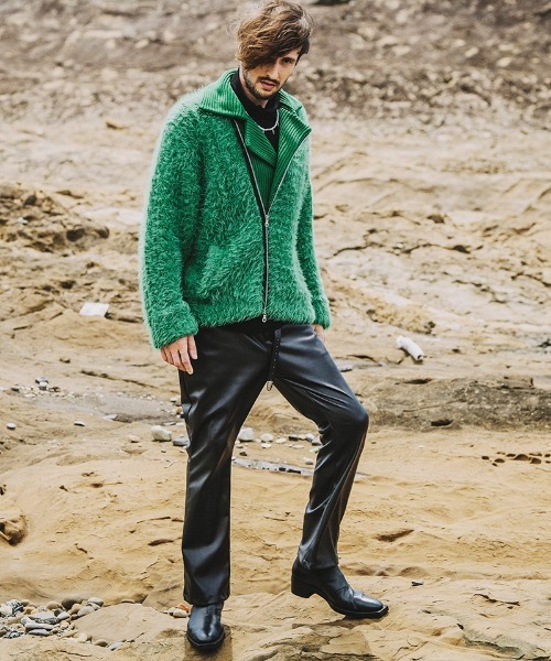 NO ID.（ノーアイディ）の「mj8883- ｼｬｷﾞｰﾆｯﾄﾀﾞﾌﾞﾙﾗｲﾀﾞｰｽJKT