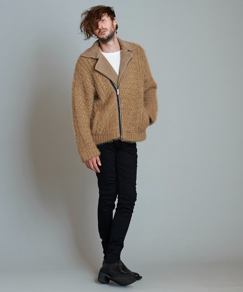 NO ID.（ノーアイディ）の「mj8883- ｼｬｷﾞｰﾆｯﾄﾀﾞﾌﾞﾙﾗｲﾀﾞｰｽJKT