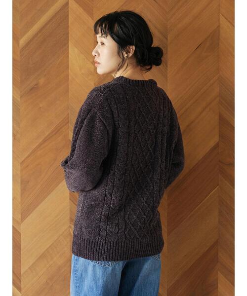 CRAFT STANDARD BOUTIQUE（クラフトスタンダードブティック）の「モールケーブル編みクルーネックニット（ニット/セーター・メンズ・ブラック/ブルーグリーン/グレイッシュベージュ/オフホワイト/チャコールグレー/グレー・M/L/LL）」の19枚目の写真