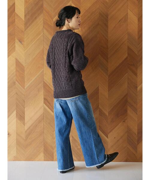 CRAFT STANDARD BOUTIQUE（クラフトスタンダードブティック）の「モールケーブル編みクルーネックニット（ニット/セーター・メンズ・ブラック/ブルーグリーン/グレイッシュベージュ/オフホワイト/チャコールグレー/グレー・M/L/LL）」の22枚目の写真