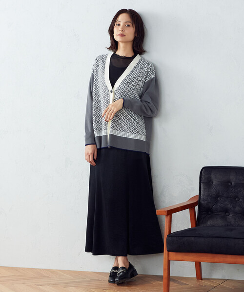 COMME CA ISM(コムサイズム)の「ジャカード カーディガン(カーディガン/ボレロ・レディース・ブラウン/グレー・MEDIUM/LARGE)」の12枚目の写真