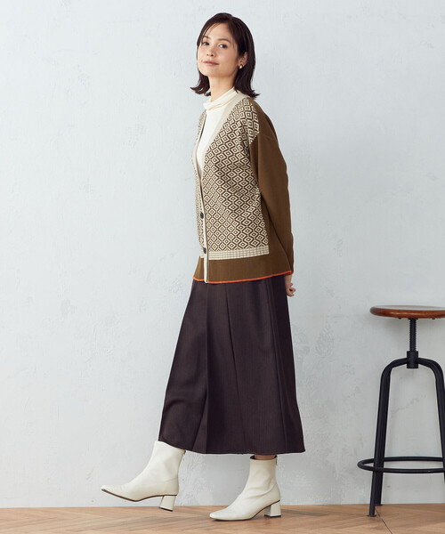 COMME CA ISM(コムサイズム)の「ジャカード カーディガン(カーディガン/ボレロ・レディース・ブラウン/グレー・MEDIUM/LARGE)」の7枚目の写真