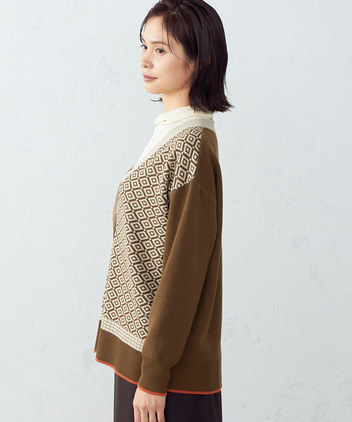 COMME CA ISM(コムサイズム)の「ジャカード カーディガン(カーディガン/ボレロ・レディース・ブラウン/グレー・MEDIUM/LARGE)」の11枚目の写真