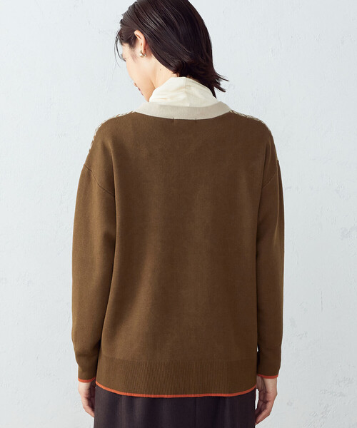 COMME CA ISM(コムサイズム)の「ジャカード カーディガン(カーディガン/ボレロ・レディース・ブラウン/グレー・MEDIUM/LARGE)」の3枚目の写真