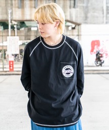 MEMORY 配色ステッチ ラグラン ロンT / オーバーサイズ 長袖tシャツ ヘビーウェイト ロンt