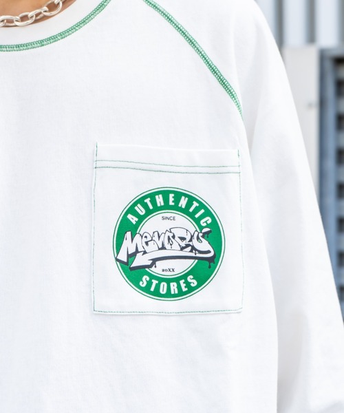 #MEMORY(メモリー)の「MEMORY 配色ステッチ ラグラン ロンT / オーバーサイズ 長袖tシャツ ヘビーウェイト ロンt(Tシャツ/カットソー・メンズ・イエロー/パープル/ホワイト/ブラック・FREE)」の7枚目の写真