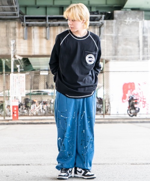 #MEMORY(メモリー)の「MEMORY 配色ステッチ ラグラン ロンT / オーバーサイズ 長袖tシャツ ヘビーウェイト ロンt(Tシャツ/カットソー・メンズ・イエロー/パープル/ホワイト/ブラック・FREE)」の9枚目の写真