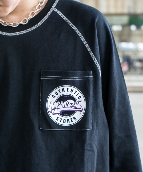#MEMORY(メモリー)の「MEMORY 配色ステッチ ラグラン ロンT / オーバーサイズ 長袖tシャツ ヘビーウェイト ロンt(Tシャツ/カットソー・メンズ・イエロー/パープル/ホワイト/ブラック・FREE)」の11枚目の写真