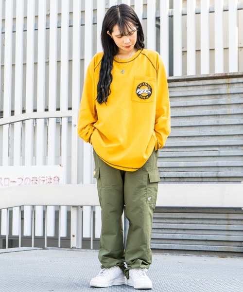 #MEMORY(メモリー)の「MEMORY 配色ステッチ ラグラン ロンT / オーバーサイズ 長袖tシャツ ヘビーウェイト ロンt(Tシャツ/カットソー・メンズ・イエロー/パープル/ホワイト/ブラック・FREE)」の17枚目の写真