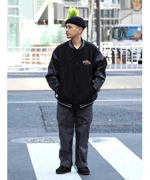 VISION STREET WEAR（ヴィジョンストリートウェア）の「【VISION STREET】サガラメルトンフェイクレザースタジャン（スタジャン・メンズ・グリーン/ブラック/ネイビー・M/L/XL）」の6枚目の写真