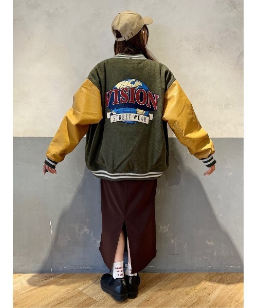 VISION STREET WEAR（ヴィジョンストリートウェア）の「【VISION STREET】サガラメルトンフェイクレザースタジャン（スタジャン・メンズ・グリーン/ブラック/ネイビー・M/L/XL）」の12枚目の写真