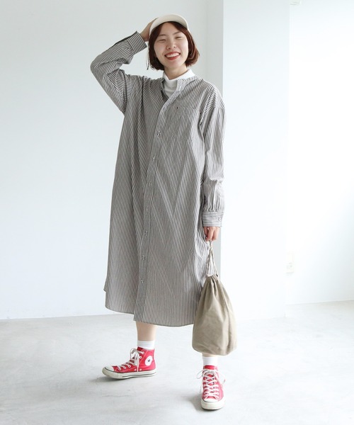 いろいろストライプ バンドカラーシャツワンピース シャツワンピース Par Ici パーリッシィ のファッション通販 Zozotown