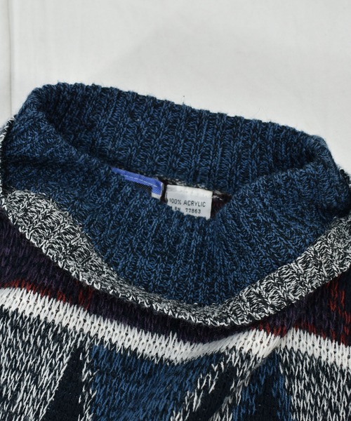 VINTAGE（ヴィンテージ）の「【ヴィンテージ古着】90s TODAYS NEWS デザイン アクリルニット（ニット/セーター・メンズ・その他・X-LARGE）」の2枚目の写真