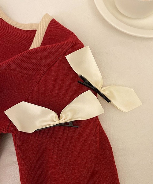 cream creme（クリームクレーム）の「リボンヘアクリップ（ヘアピン・レディース・ブラック/ホワイト・FREE）」の3枚目の写真