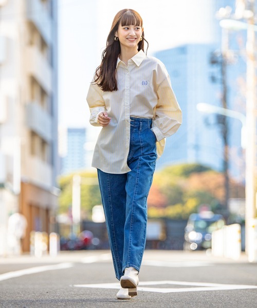 Honeys(ハニーズ)の「刺繍入りストライプシャツ(シャツ/ブラウス・レディース・ブルー系その他/パープル系その他/イエロー系その他/ピンク系その他・S/M/L)」の11枚目の写真