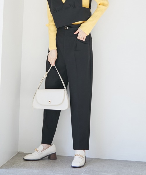 VIS（ビス）の「【270days美ストレッチシリーズ】ベルト付きハイウエストテーパードパンツ【セットアップ対応・洗える】（スラックス・レディース・ネイビー/ブラック/ピンク系その他2・L/M/S/SS/LL）」の9枚目の写真