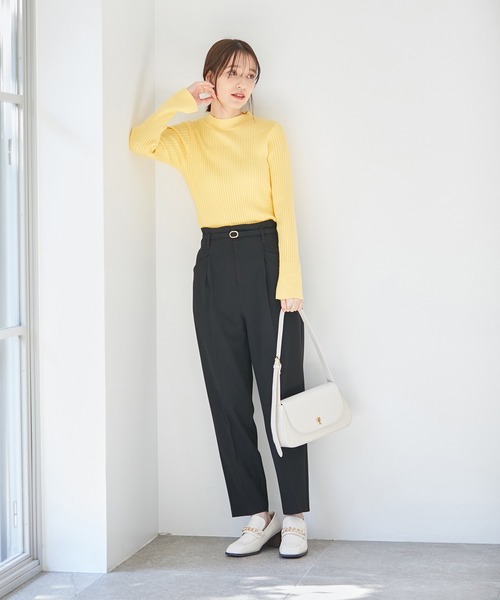 VIS（ビス）の「【270days美ストレッチシリーズ】ベルト付きハイウエストテーパードパンツ【セットアップ対応・洗える】（スラックス・レディース・ネイビー/ブラック/ピンク系その他2・L/M/S/SS/LL）」の11枚目の写真