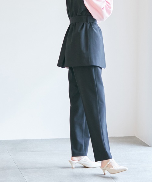 VIS（ビス）の「【270days美ストレッチシリーズ】ベルト付きハイウエストテーパードパンツ【セットアップ対応・洗える】（スラックス・レディース・ネイビー/ブラック/ピンク系その他2・L/M/S/SS/LL）」の13枚目の写真