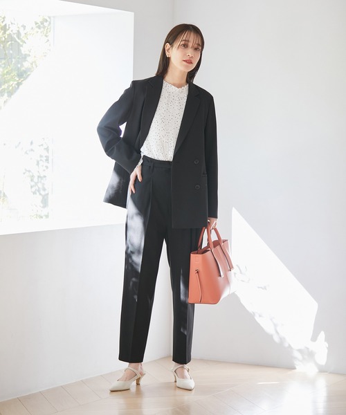 VIS（ビス）の「【270days美ストレッチシリーズ】ベルト付きハイウエストテーパードパンツ【セットアップ対応・洗える】（スラックス・レディース・ネイビー/ブラック/ピンク系その他2・L/M/S/SS/LL）」の14枚目の写真