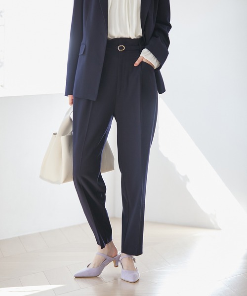 VIS（ビス）の「【270days美ストレッチシリーズ】ベルト付きハイウエストテーパードパンツ【セットアップ対応・洗える】（スラックス・レディース・ネイビー/ブラック/ピンク系その他2・L/M/S/SS/LL）」の15枚目の写真