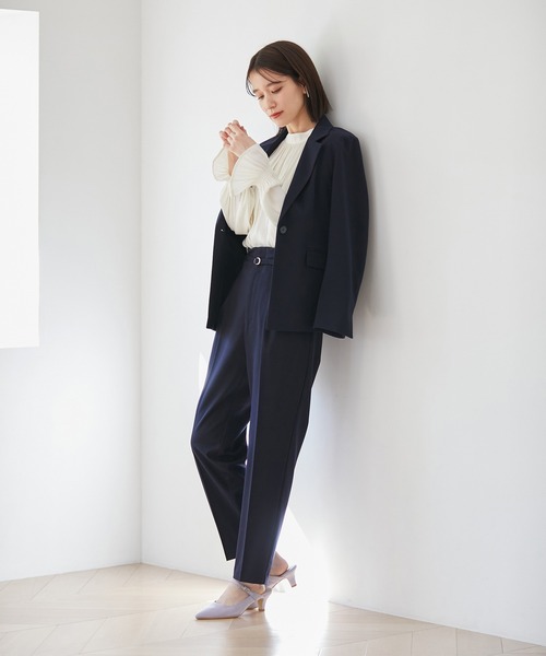 VIS（ビス）の「【270days美ストレッチシリーズ】ベルト付きハイウエストテーパードパンツ【セットアップ対応・洗える】（スラックス・レディース・ネイビー/ブラック/ピンク系その他2・L/M/S/SS/LL）」の17枚目の写真