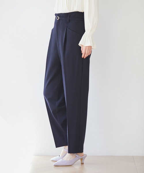 VIS（ビス）の「【270days美ストレッチシリーズ】ベルト付きハイウエストテーパードパンツ【セットアップ対応・洗える】（スラックス・レディース・ネイビー/ブラック/ピンク系その他2・L/M/S/SS/LL）」の21枚目の写真