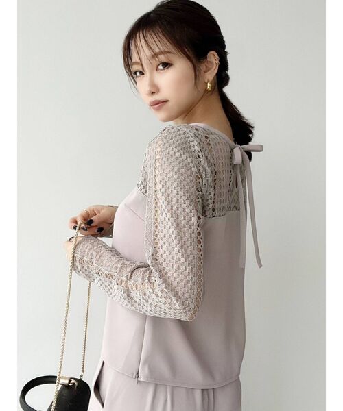 RESEXXY（リゼクシー）の「レース切り替えトップス【セットアップ着用可能】（Tシャツ/カットソー・レディース・ピンク/ブラック/ブルー・FREE）」の21枚目の写真