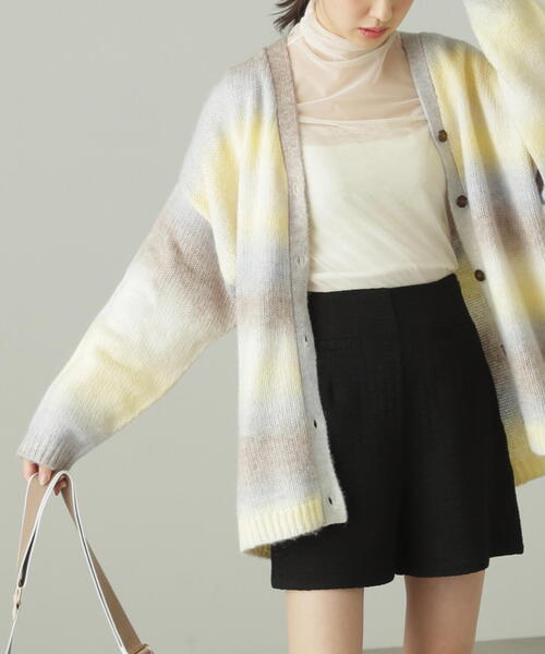 FREE'S MART（フリーズマート）の「グラデーションボーダールーズニットカーディガン（カーディガン/ボレロ・レディース・イエロー/ライトグリーン・FREE）」の3枚目の写真