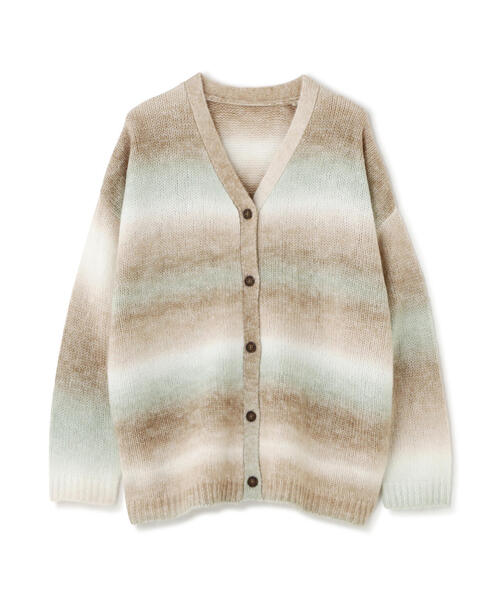 FREE'S MART（フリーズマート）の「グラデーションボーダールーズニットカーディガン（カーディガン/ボレロ・レディース・イエロー/ライトグリーン・FREE）」の4枚目の写真