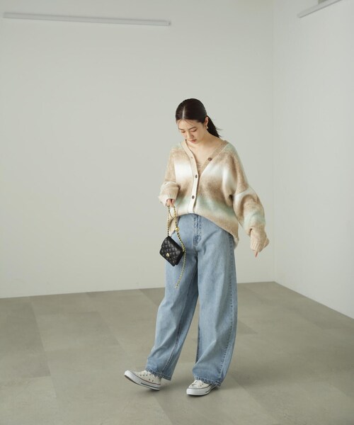 FREE'S MART（フリーズマート）の「グラデーションボーダールーズニットカーディガン（カーディガン/ボレロ・レディース・イエロー/ライトグリーン・FREE）」の8枚目の写真