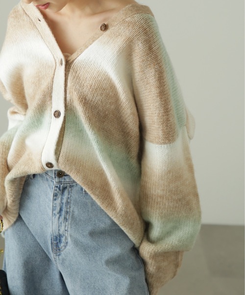 FREE'S MART（フリーズマート）の「グラデーションボーダールーズニットカーディガン（カーディガン/ボレロ・レディース・イエロー/ライトグリーン・FREE）」の20枚目の写真