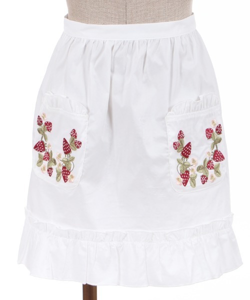 axes femme（アクシーズファム）の「苺刺繍ハーフエプロン（エプロン・レディース・キナリ/ワイン/ホワイト・MEDIUM）」の8枚目の写真