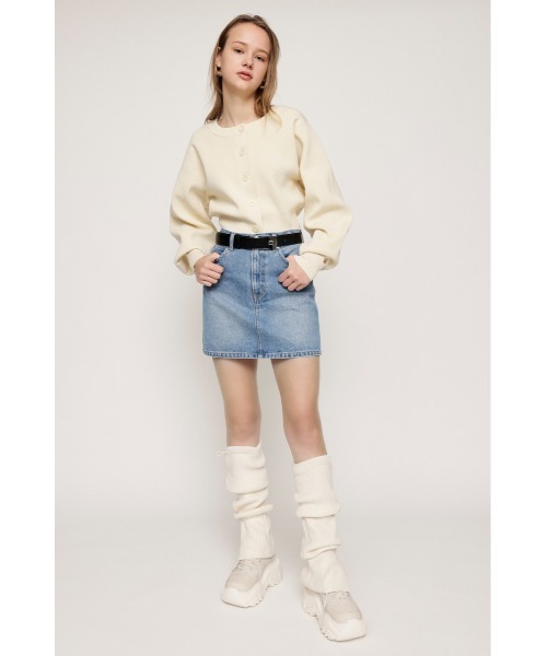 SLY(スライ)の「2WAY C/N CROPPED KNIT C/D 2ウェイ クルーネック クロップド丈 ニット カーディガン(カーディガン/ボレロ・レディース・アイボリー/ブルー/ブラック/オレンジ/グリーン・FREE)」の7枚目の写真