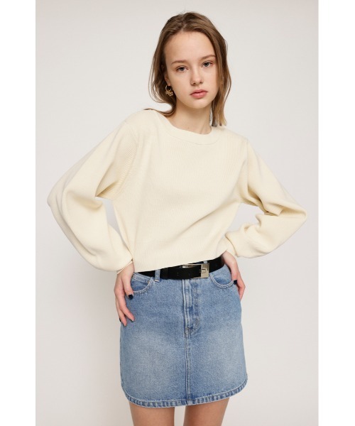 SLY(スライ)の「2WAY C/N CROPPED KNIT C/D 2ウェイ クルーネック クロップド丈 ニット カーディガン(カーディガン/ボレロ・レディース・アイボリー/ブルー/ブラック/オレンジ/グリーン・FREE)」の11枚目の写真