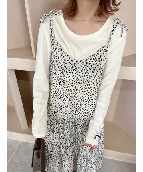 JUMELLE（ジュメロ）の「リボンティアードキャミOP（ワンピース・レディース・ブラウン/アイボリー・FREE）」の13枚目の写真