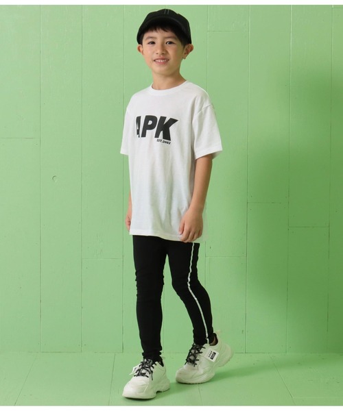 ANAP kids（アナップキッズ）の「APKロゴTシャツ+レギンスセット（Tシャツ/カットソー・キッズ・ホワイト/グレー/ブラック・130cm/120cm/110cm）」の4枚目の写真