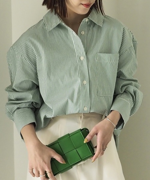 Riberry（リベリー）の「ストライプシャツ（シャツ/ブラウス・レディース・ネイビー/サックスブルー/グリーン・FREE）」の15枚目の写真