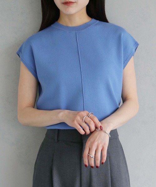 cheriella（シェリエラ）の「【cheriella】WEB限定ベーシックサマーニット４（ニット/セーター・レディース・ブルー/ブラック/カーキ/アイボリー/マスタード/チャコールグレー/グレイッシュベージュ/ブルーグリーン/ワイン・M）」の7枚目の写真