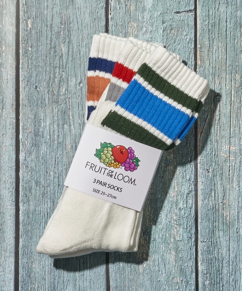 FRUIT OF THE LOOM(フルーツオブザルーム)の「【FRUIT OF THE LOOM/フルーツオブザルーム】カラフルラインソックス クルー丈 / クウォーター丈(ソックス/靴下・レディース・D/A/B/C・SMALL/MEDIUM)」の3枚目の写真