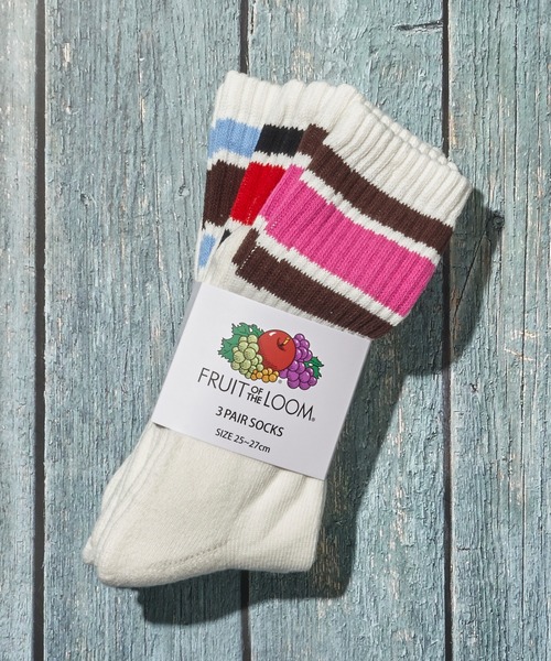 FRUIT OF THE LOOM(フルーツオブザルーム)の「【FRUIT OF THE LOOM/フルーツオブザルーム】カラフルラインソックス クルー丈 / クウォーター丈(ソックス/靴下・レディース・D/A/B/C・SMALL/MEDIUM)」の4枚目の写真