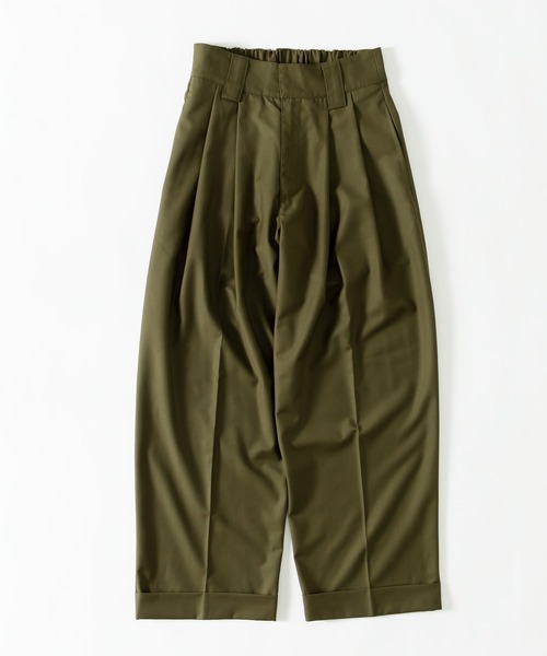 MUHET（ミュエータ）の「タックストレートパンツ（スラックス・レディース・カーキ/グレー/ブラウン/イエロー・X-LARGE/SMALL/MEDIUM）」の5枚目の写真